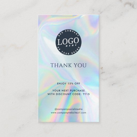 Dank u Holografische Sociale Media en Website Kortingskaartje (Voorkant)