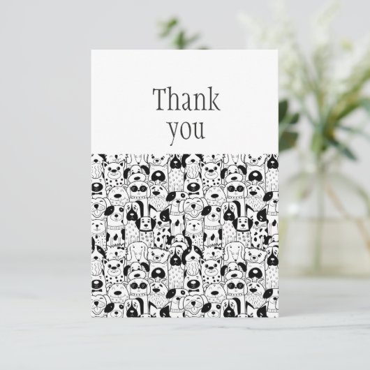 Dank u Hond Zittend Zorg Leuke Hond Kunst Bedankkaart (Staand voorkant)