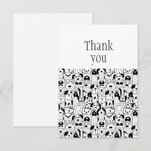 Dank u Hond Zittend Zorg Leuke Hond Kunst Bedankkaart (Voorkant / Achterkant)