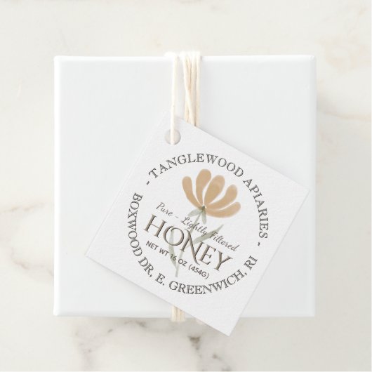 Dank u, Honey Jar Labels Flower and Bees Kraft (In situ)