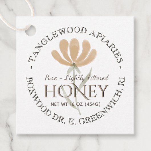 Dank u, Honey Jar Labels Flower and Bees Kraft (Voorkant)