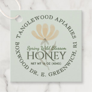 Dank u Honey Jar Labels Flower en Bee Sage Green