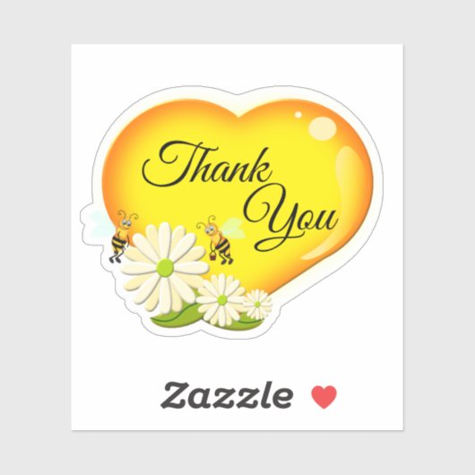 Dank u, Honey Love Heart Flowers en bijen Sticker (Vel)