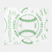 Dank u honkbal coach groene team speler namen fleece deken (Voorkant (Horizontaal))