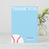 Dank u honkbal sport blauw gepersonaliseerd bedankkaart (Staand voorkant)