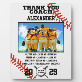 Dank u honkbalcoach, aangepaste foto & namen fotoplaat