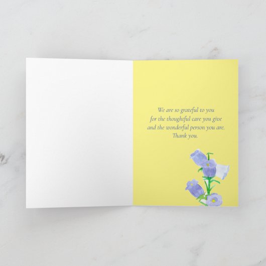 Dank u Hospice Care Gever Canterbury Bells Kaart (Binnen)