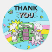 Dank u Hot Rod Auto Rainbow Verjaardag Sticker (Voorkant)