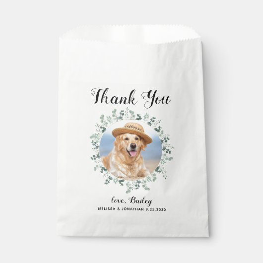 Dank u Huisdier Foto Eucalyptus Hond Treat Bruilof Bedankzakje (Voorkant)