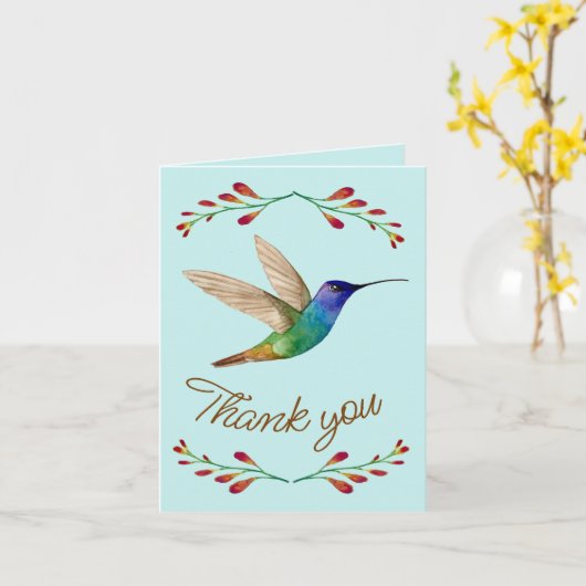 Dank u, Hummingbird Kaart (Gele Bloem)