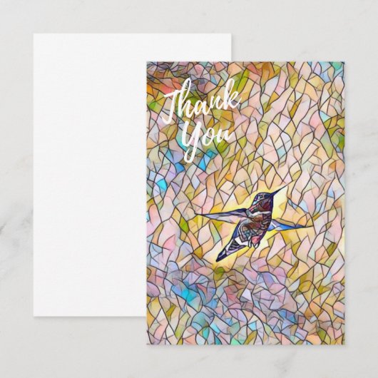 Dank u 'Hummingbird' mozaïekkaart Bedankkaart (Voorkant / Achterkant)