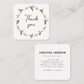 Dank u Hummingbird Wreath Vierkante Visitekaartje (Voorkant / Achterkant)