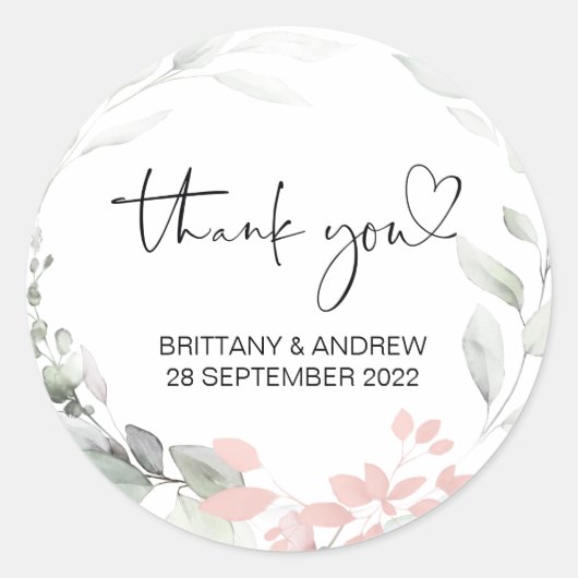 Dank u huwelijksgunst Treat Bag Jar Pink Floral Ronde Sticker (Voorkant)