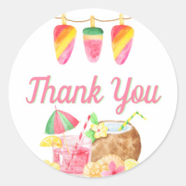 Dank u Ice Lolly Bunting Hawaiian Theme Party Ronde Sticker