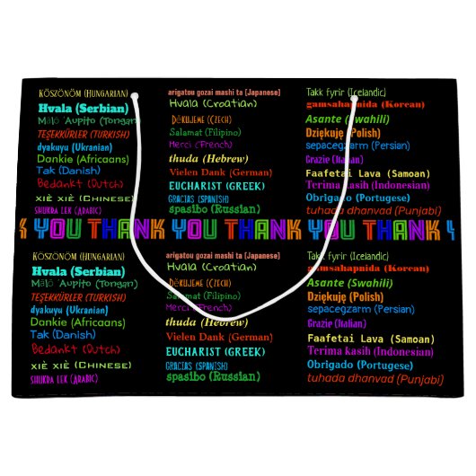 Dank u in 30 Talen Waardering Groot Cadeauzakje (Voorkant)