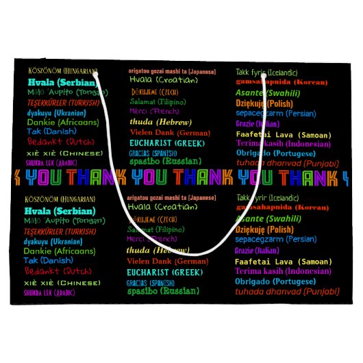 Dank u in 30 Talen Waardering Groot Cadeauzakje (Achterkant)