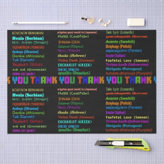 Dank u in 30 Talen Waardering Tissuepapier (Craft)