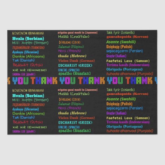 Dank u in 30 Talen Waardering Tissuepapier (Voorkant)