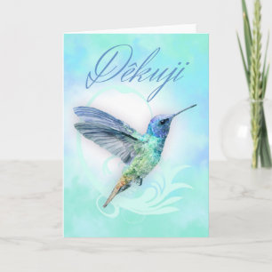 Dank u in het Tsjechisch - Waterverf Hummingbird P Bedankkaart