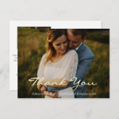 Dank u in liefde bruiloft foto gouden script wit briefkaart (Voorkant / Achterkant)