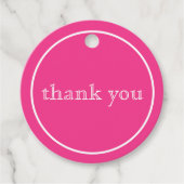 Dank u in roze ronde bedankjes labels (Voorkant)