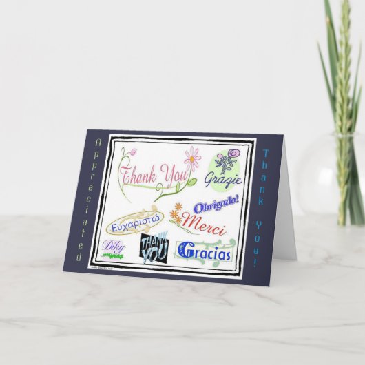 Dank u in Vele Talen Bedankkaart (Voorkant)