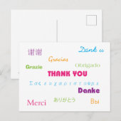 Dank u in vele talen roze blauw Paarse groen Briefkaart (Voorkant / Achterkant)