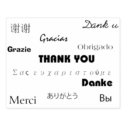 Dank u in vele verschillende talen rubberstempel (Afrduk)