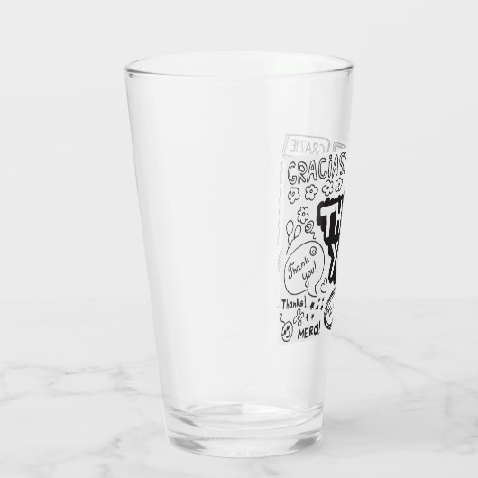 Dank u in verschillende talen glas (Rechts)