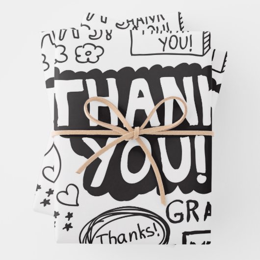 Dank u in verschillende talen inpakpapier vel (In situ)