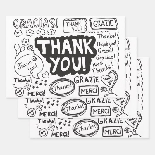 Dank u in verschillende talen inpakpapier vel (Set)