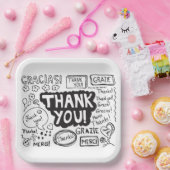 Dank u in verschillende talen papieren bordje (Feest)