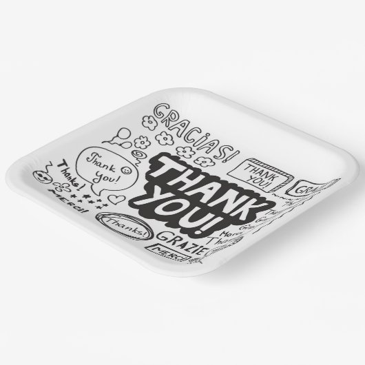 Dank u in verschillende talen papieren bordje (Gebogen)