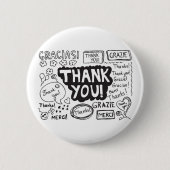 Dank u in verschillende talen ronde button 5,7 cm (Voorkant)