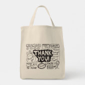 Dank u in verschillende talen tote bag (Achterkant)