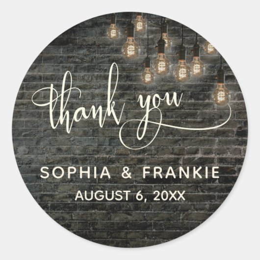 Dank u Industriebakstenen,  Edison-Lichten Ronde Sticker (Voorkant)