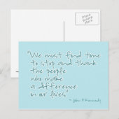 Dank u Inspirerend Briefkaart van het Citaat (Voorkant / Achterkant)