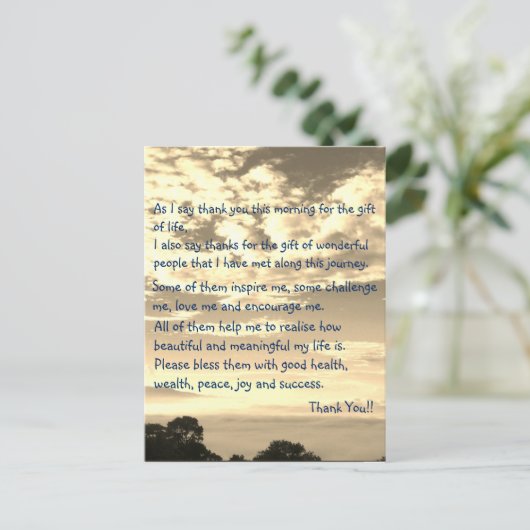 Dank u Inspirerend leven citaat Briefkaart (Staand voorkant)