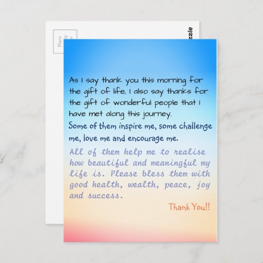 Dank u Inspirerend levenscitaat Briefkaart (Voorkant / Achterkant)