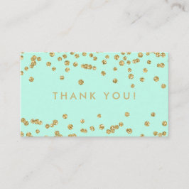 Dank u invoegen Gold Glitter Confetti Mint Green Informatiekaartje