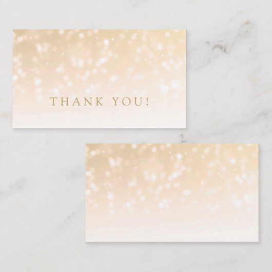 Dank u invoegen Gouden Bokeh Sparkle Lights Informatiekaartje (Voorkant / Achterkant)