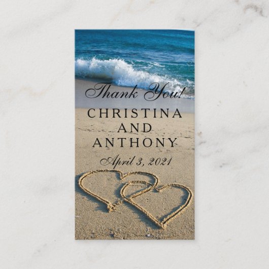Dank u invoegen hart op de Shore Beach bruiloft Informatiekaartje (Voorkant)