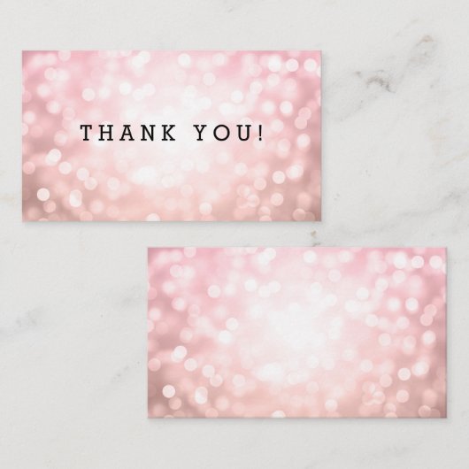 Dank u invoegen Roos Blush Pink Glitter Lights Informatiekaartje (Voorkant / Achterkant)