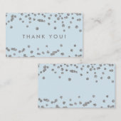 Dank u invoegen Silver Glitter Confetti Ice Blue Informatiekaartje (Voorkant / Achterkant)