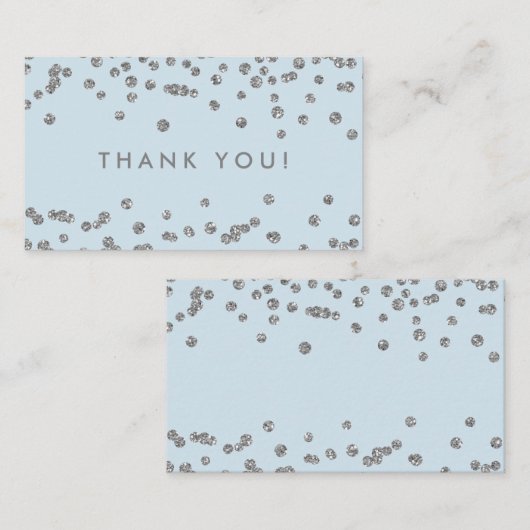 Dank u invoegen Silver Glitter Confetti Ice Blue Informatiekaartje (Voorkant / Achterkant)