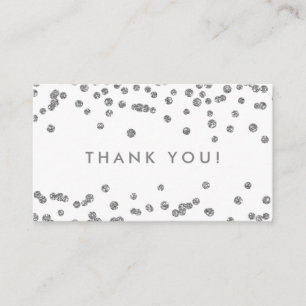 Dank u invoegen Silver Glitter Confetti White Informatiekaartje