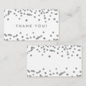 Dank u invoegen Silver Glitter Confetti White Informatiekaartje (Voorkant / Achterkant)