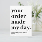 Dank u Invoegen voor verpakking Bedankkaart (Staand voorkant)