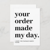 Dank u Invoegen voor verpakking Bedankkaart (Voorkant / Achterkant)