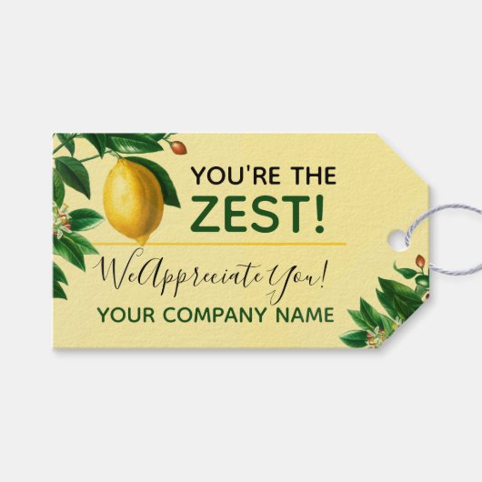 Dank u "Je bent de Zest" Waardering Lemon Cadeaulabel (Voorkant (Horizontaal))